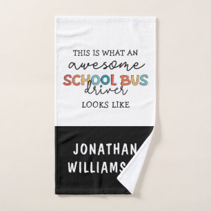 Custom School Bus Driver Appreciation Funny Gift Hand Towel
