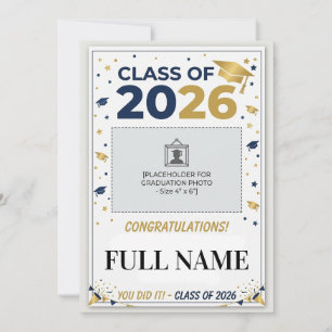 Custom School Colors Graduation Photo Card Class