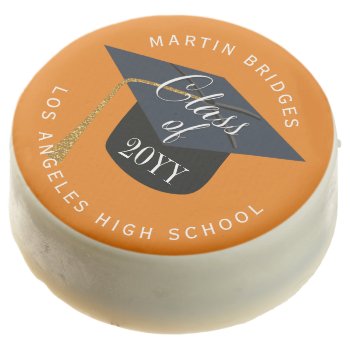 Custom School Colors Name Orange Graduation Chocolate Covered Oreo by beckynimoy at Zazzle