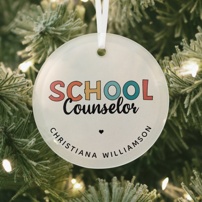 Custom School Counselor Appreciation Gifts Glass Ornament (Insitu)
