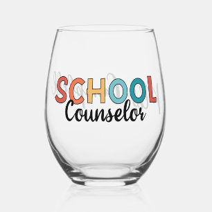 Custom School Counselor Appreciation Gifts Stemless Wine Glass