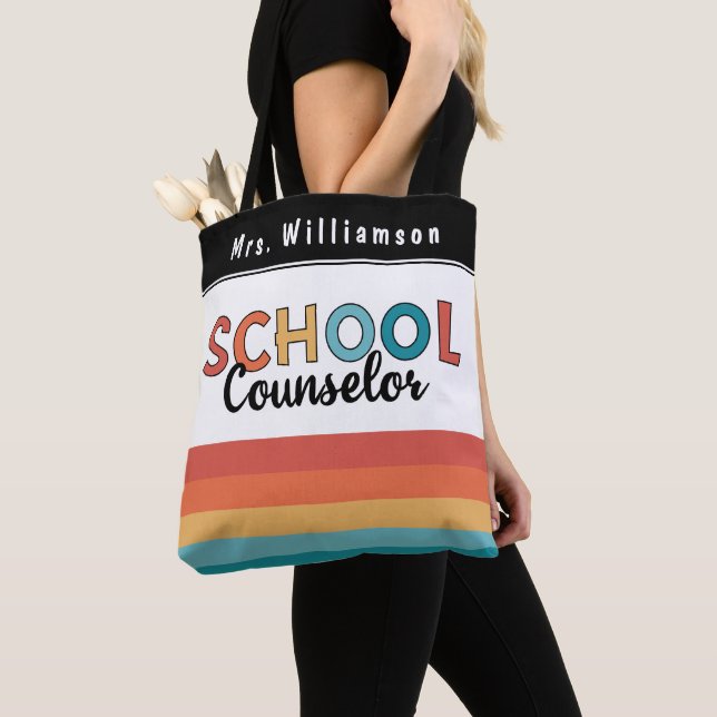 Custom School Counselor Retro Counselor Tote Bag (Close Up)