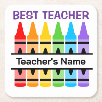 Custom School Graphic, Personalize Teacher Gift Square Paper Coaster