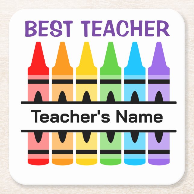Custom School Graphic, Personalize Teacher Gift Square Paper Coaster (Front)