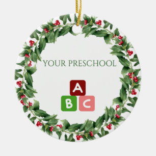 Custom School Holiday Teacher Ceramic Ornament