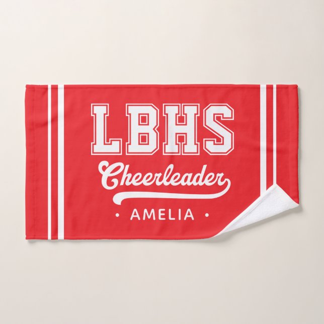 Custom School Initials, Personalized Cheerleader Hand Towel (Hand Towel)