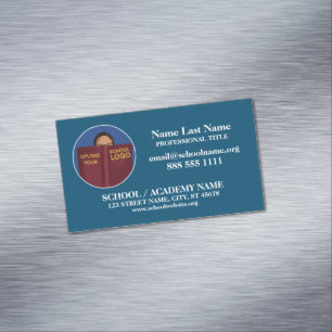 Custom School Logo   Professional Business Info Card Magnet