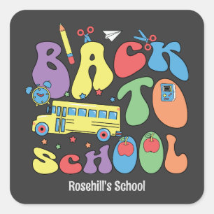 Custom school name Retro Back to school Square Sticker