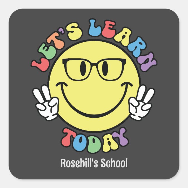 Custom school name Retro Back to school Square Sticker (Front)