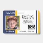 Custom School Photo ID Badges - Blue and Yellow