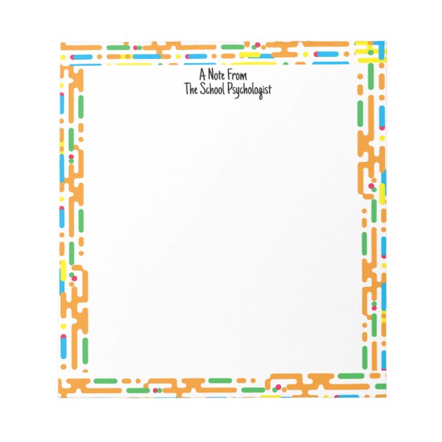 Custom School Psychologist Editable  Name Template Notepad (Front)