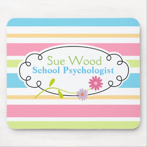 Custom School Psychologist Striped Up Mouse Pad