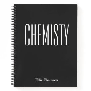 Custom School Subject Chemistry Black White Name Notebook