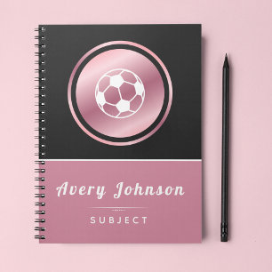 Custom School Subject & Name Girl Soccer Notebook