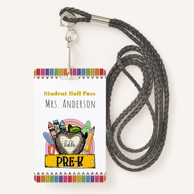 Custom School Supplies Badge (Front with Lanyard)