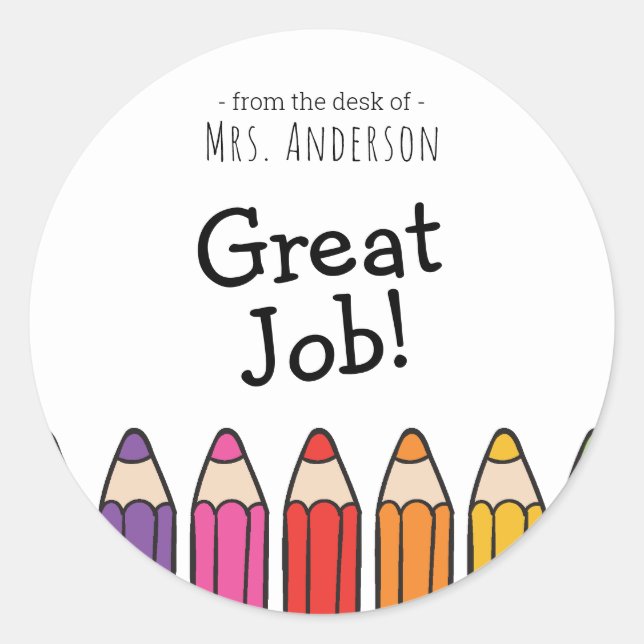 Custom School Supplies Classic Round Sticker (Front)