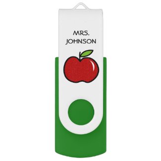 Custom school teacher red apple USB flash drive