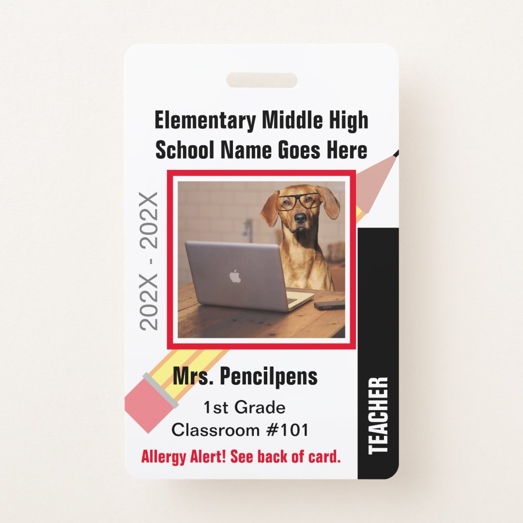 Custom School Teacher Staff ID Badge With Picture | Zazzle