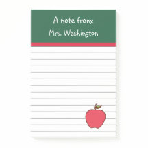 Custom School Teacher's Apple Post It Notes Gift