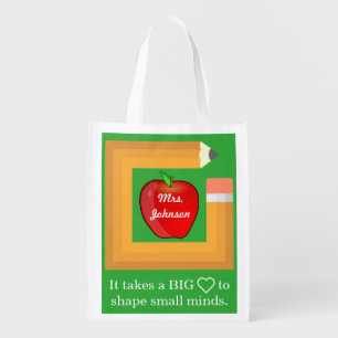 Custom School Teacher's Quote Personalized Teacher Reusable Grocery Bag