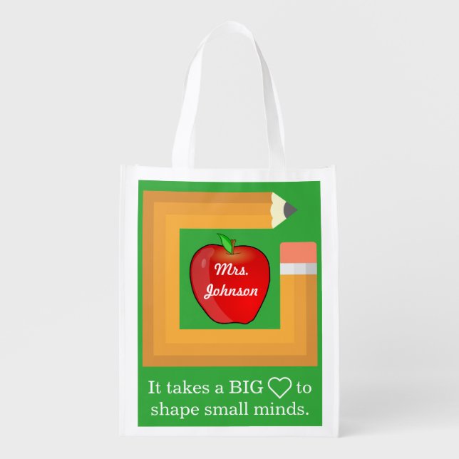 Custom School Teacher's Quote Personalized Teacher Reusable Grocery Bag (Front)