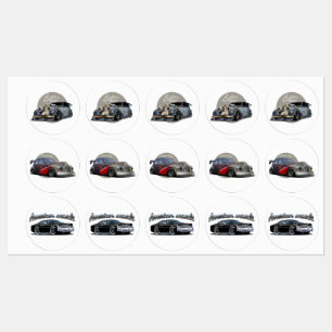 Custom sci-fi retro race car labels