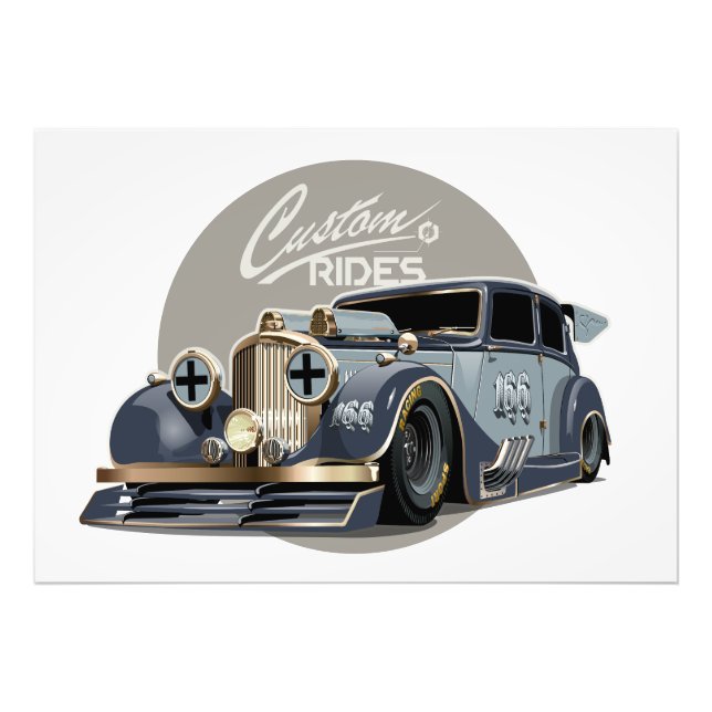 Custom sci-fi retro race car photo print (Front)