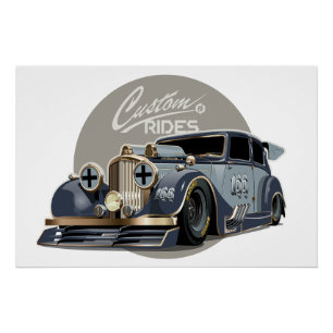 Custom sci-fi retro race car poster