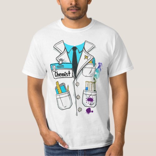 Custom Science Chemist Name Tag Lab Coat Costume T_Shirt