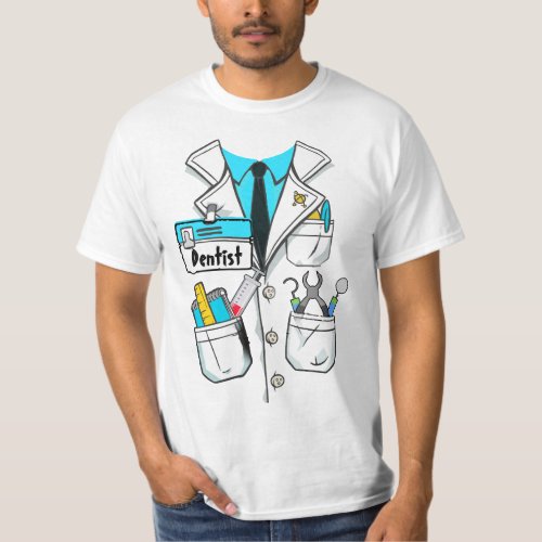 Custom Science Dentist Name Tag Lab Coat Costume T_Shirt