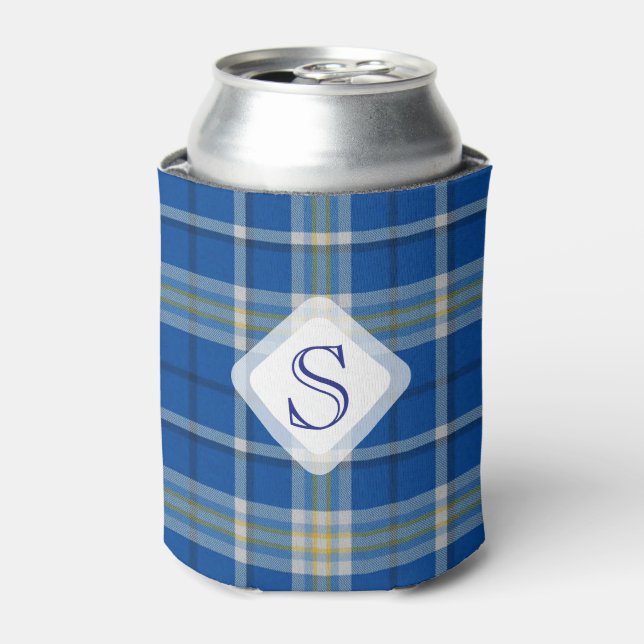 Custom Scotland flag colours tartan plaid pattern: Can Cooler (Can Front)