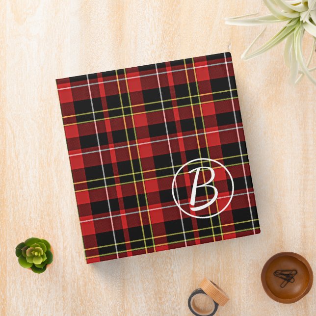 Custom Scots Red Black Yellow White Tartan Pattern 3 Ring Binder (In Situ)