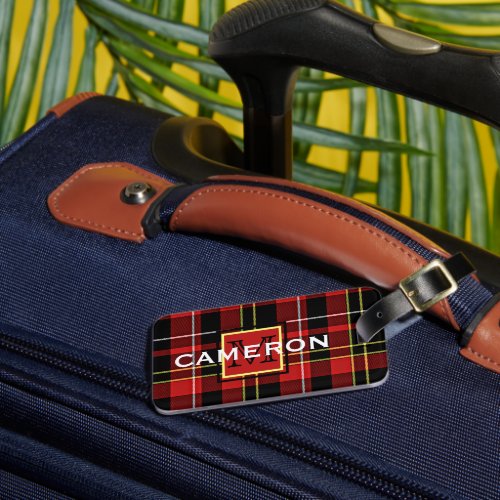 Custom Scots Red Black Yellow White Tartan Pattern Luggage Tag