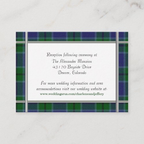 Custom Scott Plaid Wedding Enclosure Card Business Card