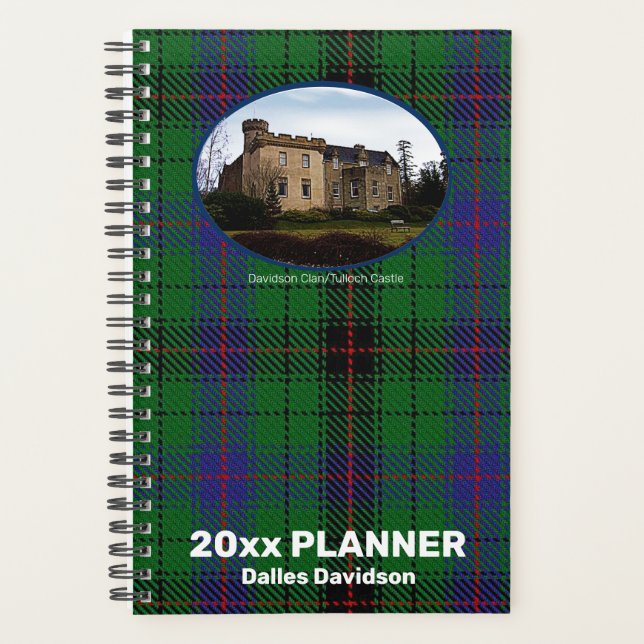 Custom Scottish Clan Davidson Tartan & Castle Planner (Front)