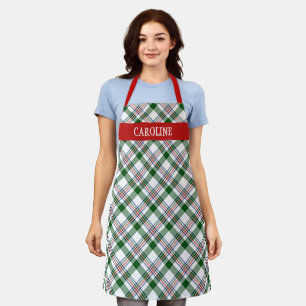 Custom Scottish Red Green White Blue Plaid Pattern Apron