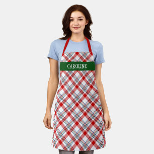 Custom Scottish Red Green White Yellow Plaid Apron