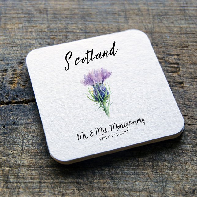 Custom Scottish Wedding Coaster, Personalized gift Square Paper Coaster (Creator Uploaded)