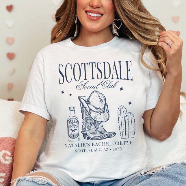 Custom Scottsdale Bachelorette Party Social Club T-Shirt (Creator Uploaded)