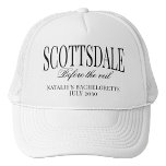 Custom Scottsdale Before the Veil Bachelorette Trucker Hat<br><div class="desc">Get ready to turn heads in downtown Scottsdale with our Custom "Scottsdale Before the Veil" Bachelorette Trucker Hat, the ultimate accessory for your luxury bachelorette adventure. Whether you're hitting the town for a night out or exploring the desert by day, this hat is a must-have for your Scottsdale bachelorette party....</div>