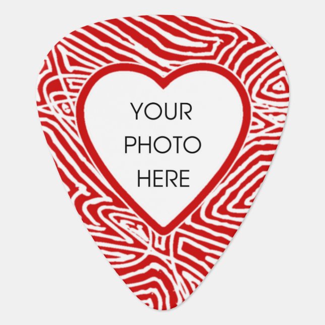 Custom Scribbleprint Photo Heart (Front and Back) Guitar Pick (Front)