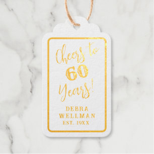 Custom Script 60th Birthday Cheers to 60 Years Foil Gift Tags