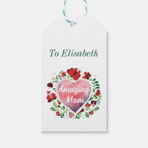 Custom Script Amazing Mom Mother day Heart  Gift Tags