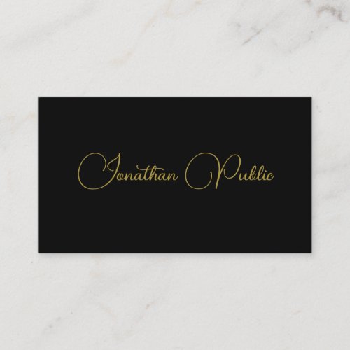 Custom Script Black And Gold Professional Template Business Card