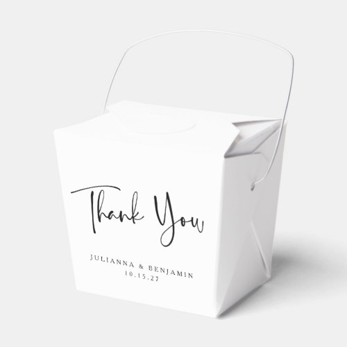 Custom Script Black and White Wedding Thank You Favor Boxes