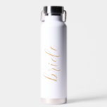Custom Script Bride Name Elegant Modern Wedding Water Bottle<br><div class="desc">Custom Script Bride Name Elegant Modern Wedding Water Bottle. A modern and minimalist design in white and camel beige. Any font,  any color,  no minimum.</div>
