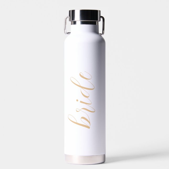 Custom Script Bride Name Elegant Modern Wedding Water Bottle (Front)