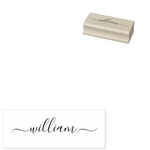 Custom script calligraphy signature name elegant rubber stamp | Zazzle
