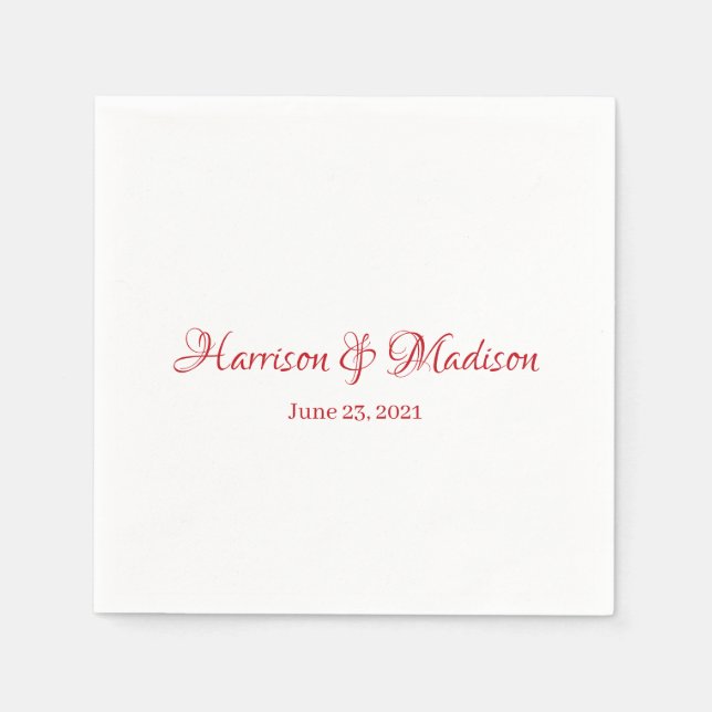 Custom Script Couple Name Date elegant Wedding Napkins (Front)