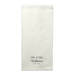 Custom script Couple's last name year ivory black Cloth Napkin